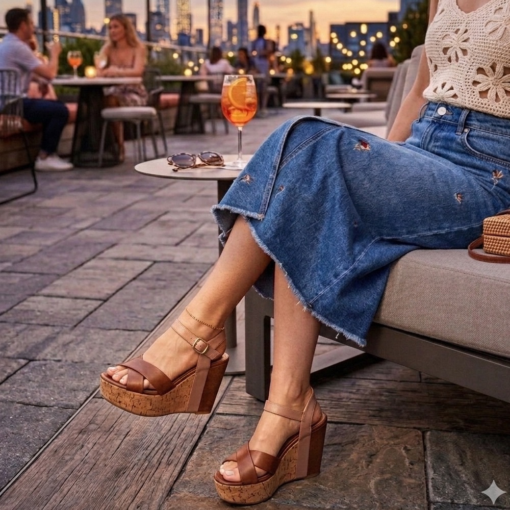 Sexy Wedge Platform Sandals Chinese Laundry Size 9 High Heel Strappy Peep Toe